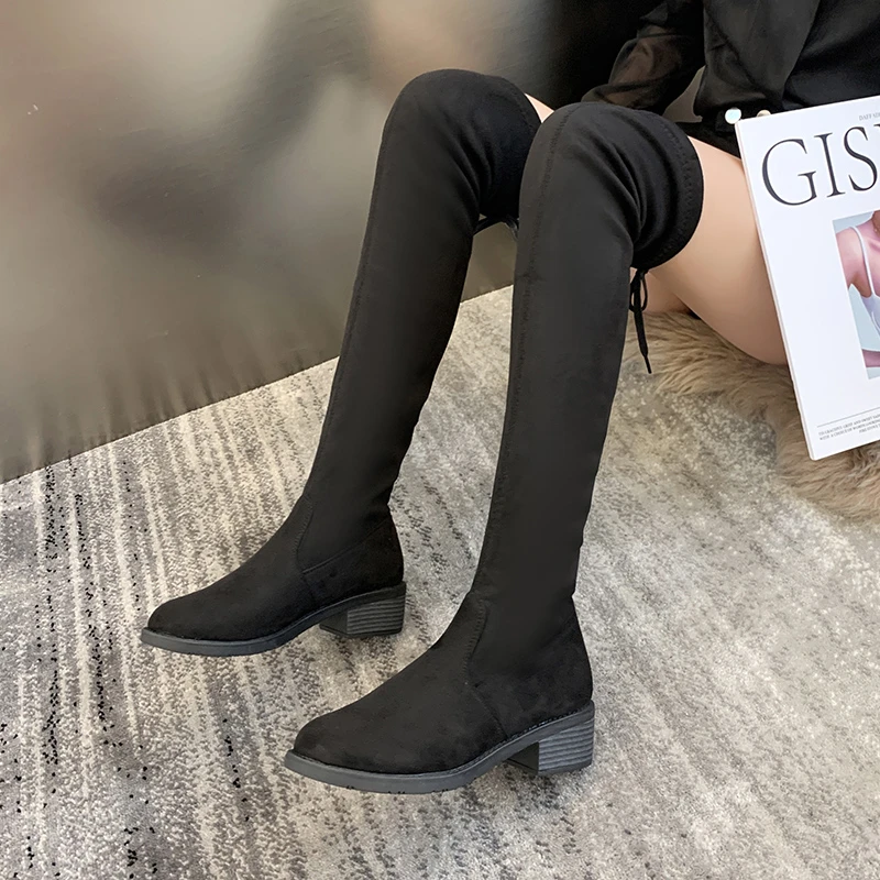 

New Women's Boots Thigh High Boots Female Winter Boot Women Over The Knee Boots Flat Stretch Sexy Fashion Shoes Riding Boots 43