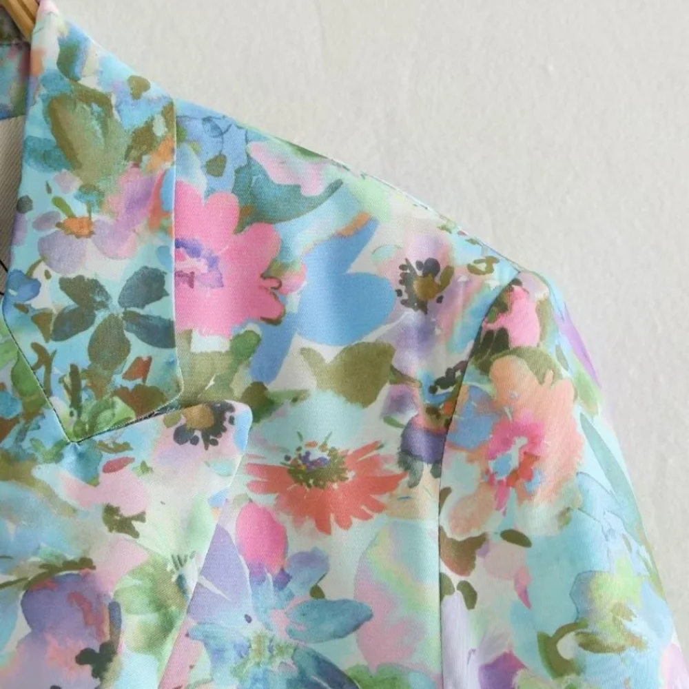 Satin Printed Women Suits Office Sets Fashion Floral Blazer Coat Ladies Pants Set 2023 New Spring Two Piece Sets Womens Outifits