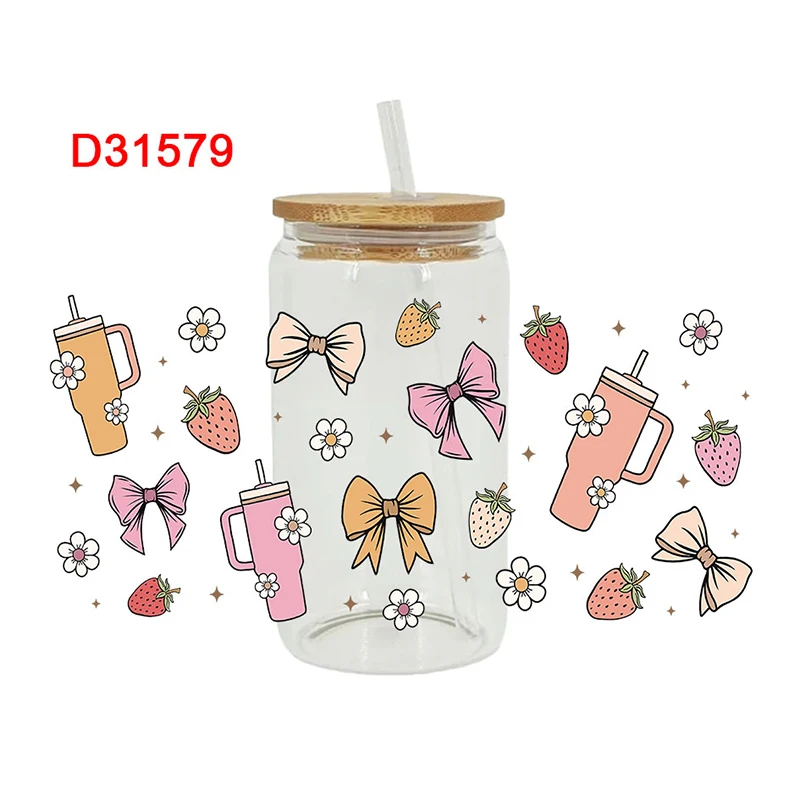 

3D УФ DTF летние печатные переводные наклейки 16 унций обертывания чашек для DIY стекло керамика металл кожа и т. д. D27790