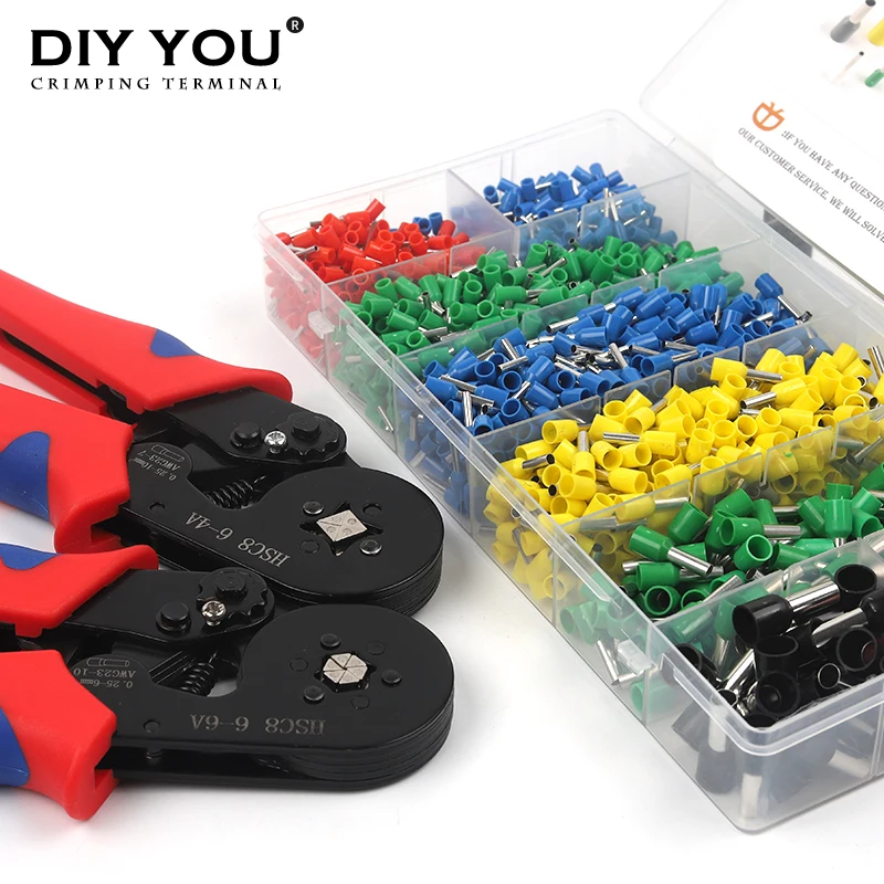 

1400 PCS Ferrule Terminals with Self-Adjustable Ratchet Crimping Tool Kit Electrical Wiring Connector insulated tube terminals