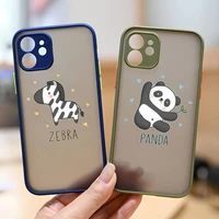 cartoon animal cute lovely phone case sapphire blue color matte transparent for iphone 13 12 11 mini pro x xr xs max 7 8 plus