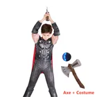 Детский костюм супергероя Тора для косплея, детская маска, костюм для мышц, топор, молоток, реквизит для игры