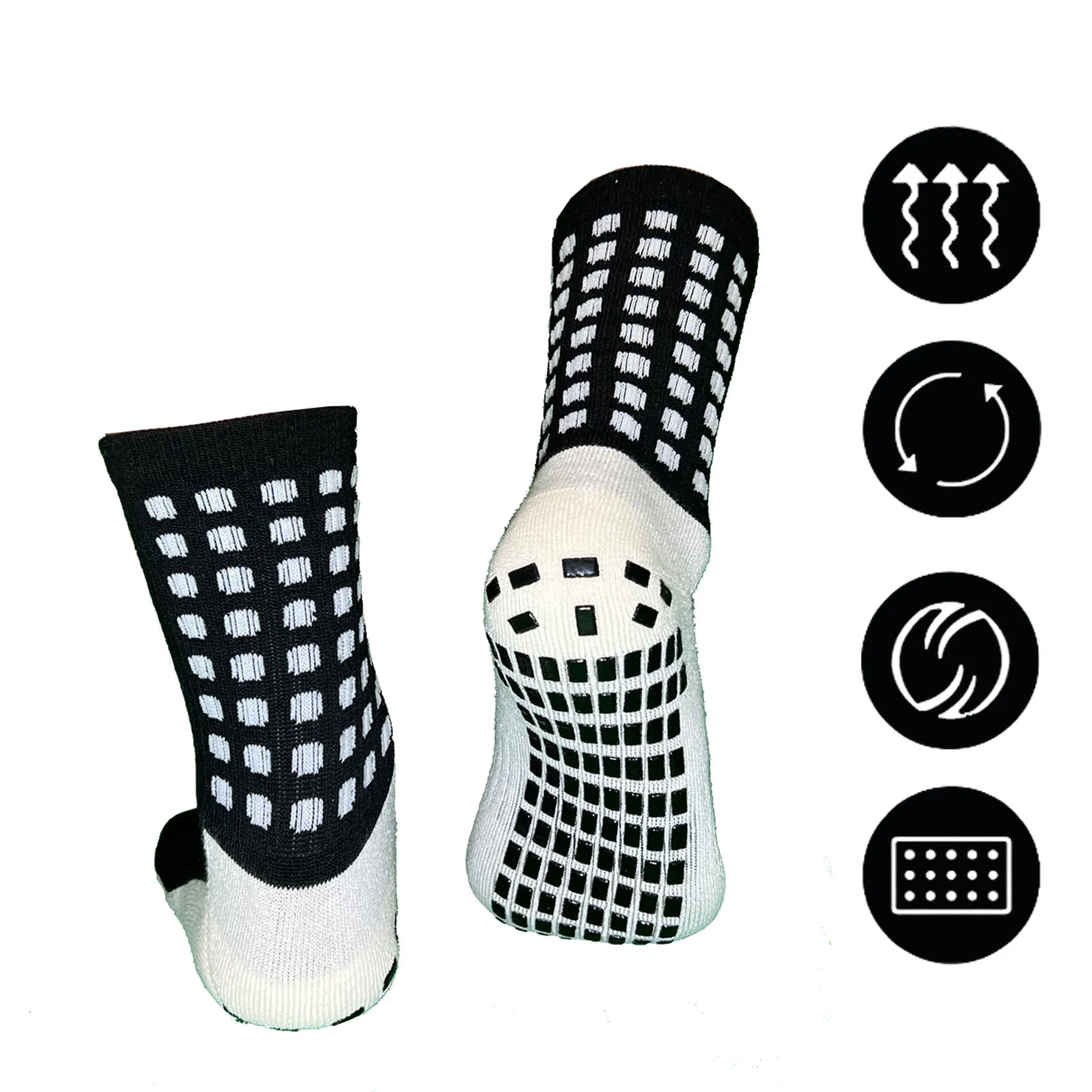 4 Pairs Grip Professional Football Socks Sports Sweat Absorbing And Breathable Anti Slip Running Sports Socks