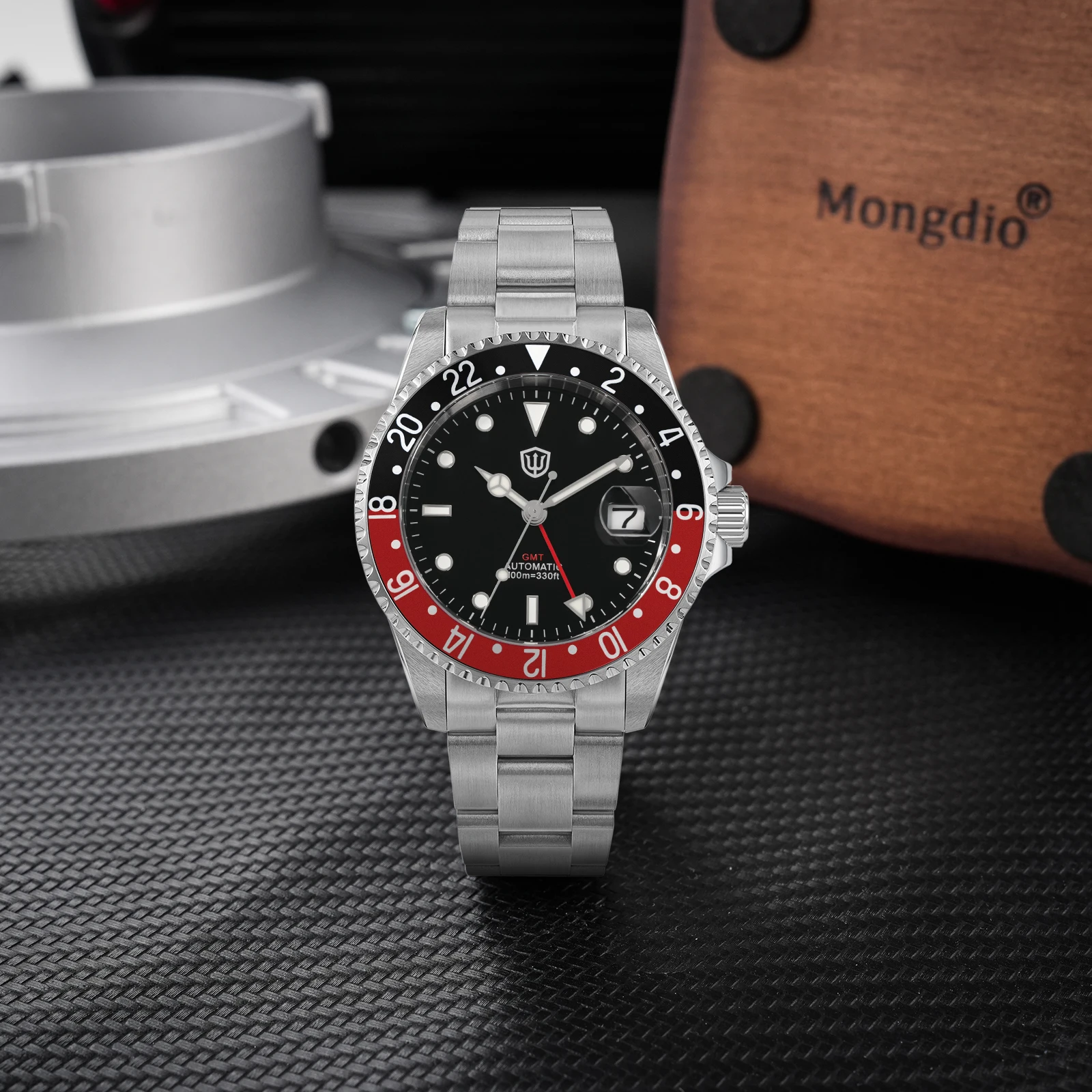 Фото Часы Watchdives WD0014 с алюминиевым безелем, винтажные, с механизмом NH34 GMT, из нержавеющей стали, с сапфировым стеклом, светящиеся, роскошные мужские часы, водонепроницаемые №3