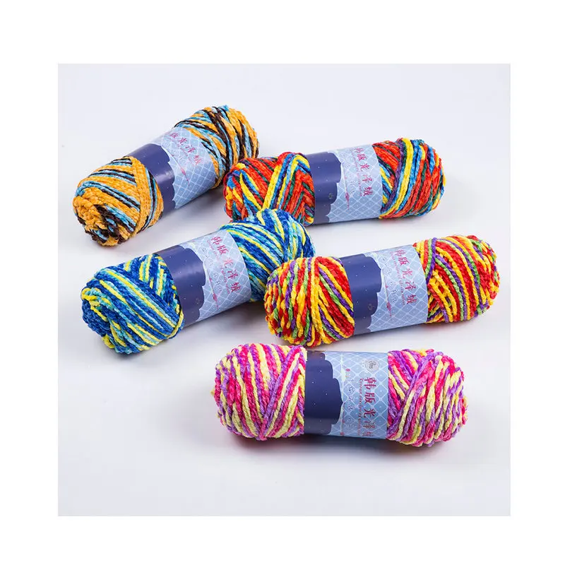 

Colorful Chenille Yarn Polyester Blended Cotton Velvet Yarn Knitting and Crochet Soft Warm Wool Thick Scarf Hand-Knitted Line