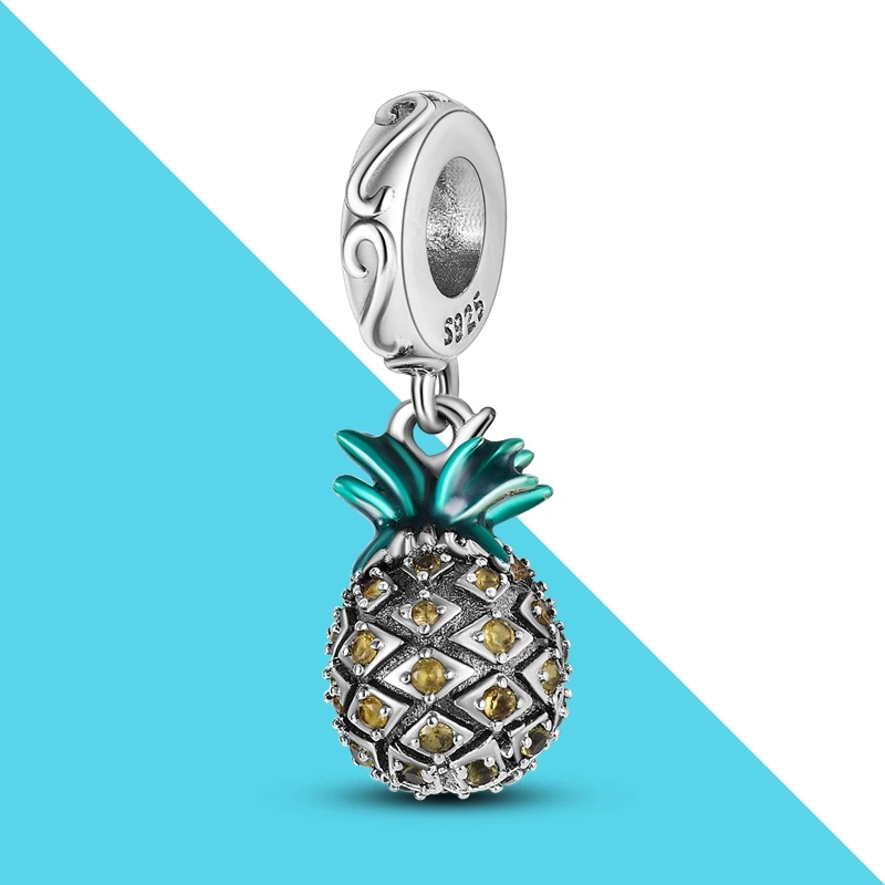 

925 Silver Pineapple Dangle Charms Fit Original Pandora Bracelet For Fine Jewelry Making Women Festival Gift