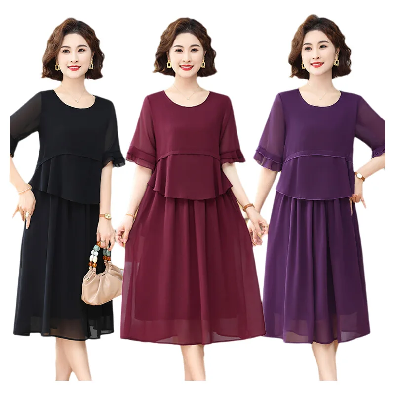 Новое поступление 2024 летнее шифоновое платье женское элегантное приталенное