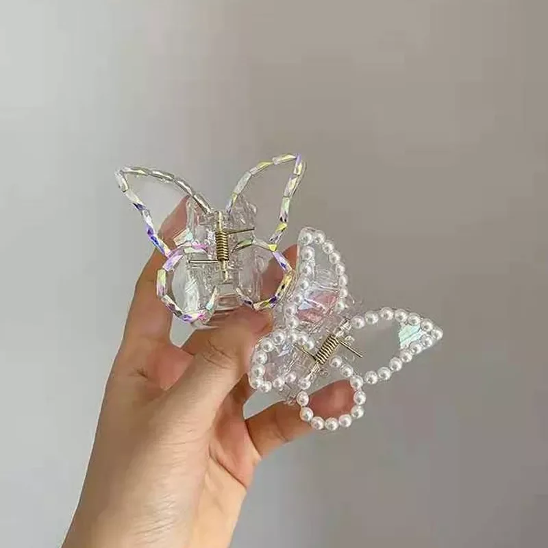 

2022 Summer Small Transparent Butterfly Hair Claws Hairpin Cute Transparent Grabs Acrylic Hair Clip For Women Sweet Accessories