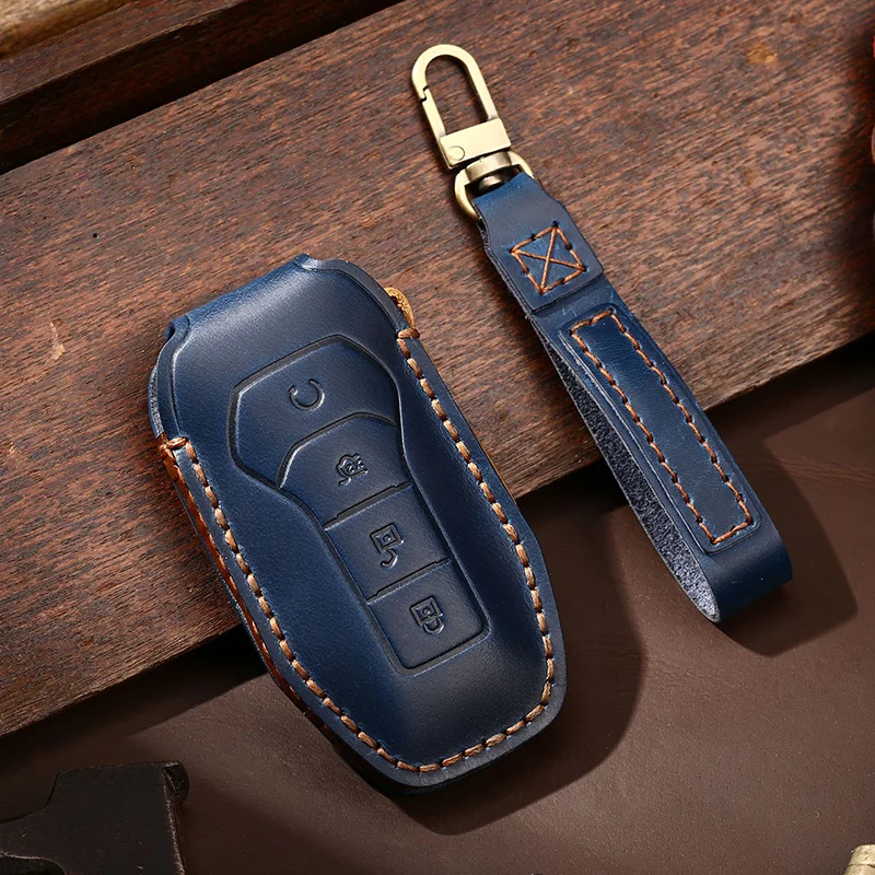 

Genuine Leather Car Key Case Cover Luxury Handmade Key Bag for BYD DM Tang Song Dmi Max Pro QIn Pro Yuan Ev and Dolphin