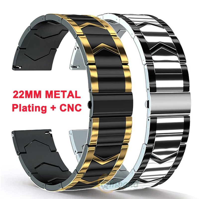 

22mm Band Metal Strap for Huawei Watch 3 GT3 GT2 46mm Pro Stainless Steel Belt for Samsung Galaxy Watch 4 45mm S3 Amazfit GTR