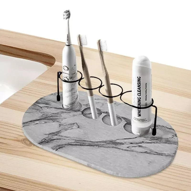 

Mud Tooth Brush Rack Diatomaceous Earth Toothbrush Holder With 4 Slots Bathroom Countertop Toothbrushes Toothpaste Makeup