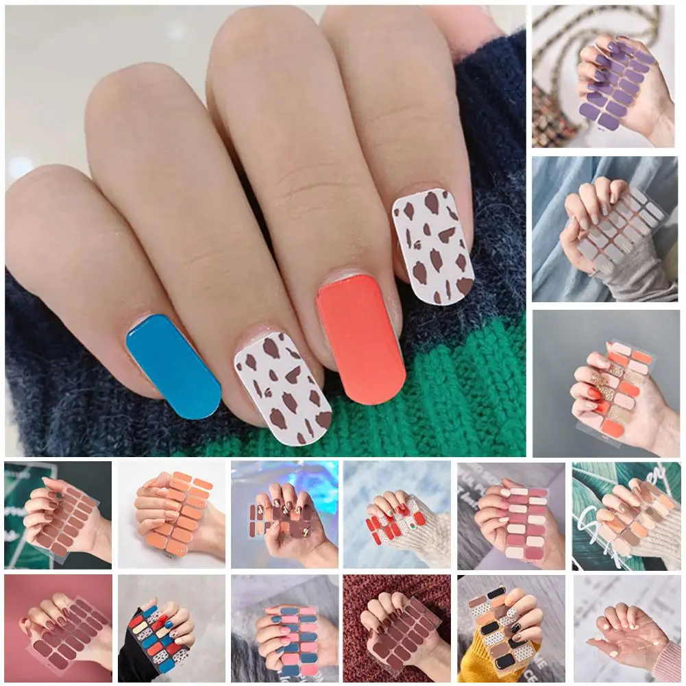 

Glitter Nude Semi Cured Gel Nail Patch Stickers for UV Lamp Cured Nail Gel Polish Strips Full Cover Nail Wraps Manicure P1L6