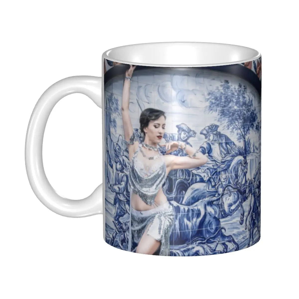 

Custom Dancing Delft Blue Mug DIY Porcelain Ceramic Milk Tea Coffee Cup Outdoor Work Camping Cups And Mugs