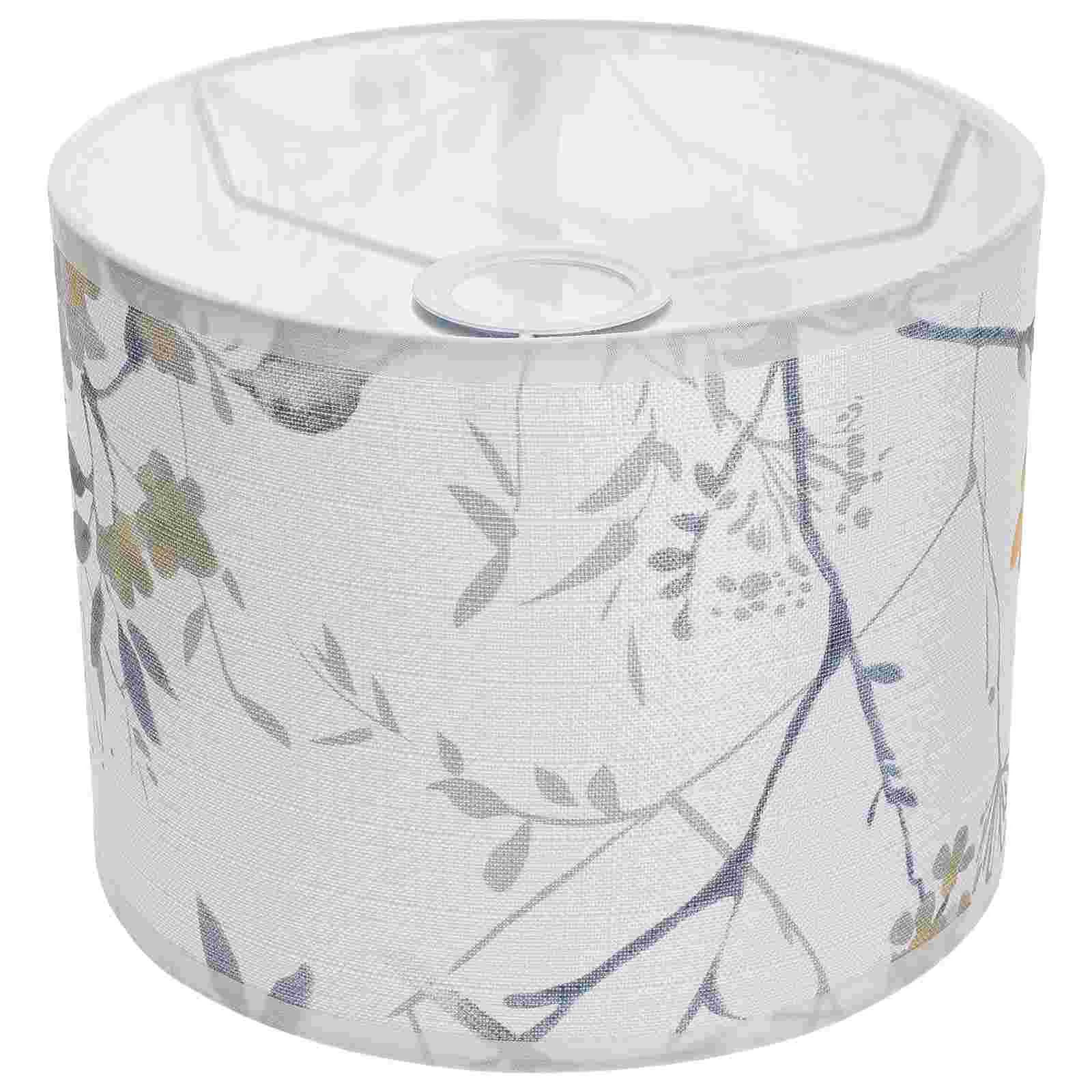 

Solid Color Lampshade Bedroom Drum Fabric Hardcover Flower Bird Pattern Floor Light Metal