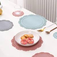 european lace silicone mat retro embossed light luxury heat insulation thickened round silicone mat kitchen waterproof placemat