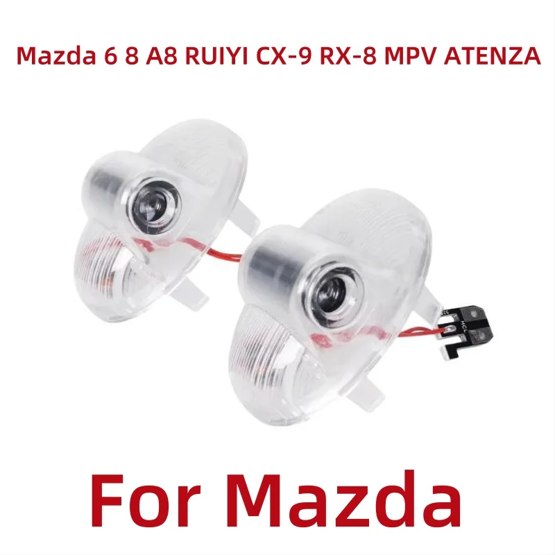 

2 шт. светодиодный логотип на дверь автомобиля, проекционный свет, приветственный свет, теневые лампы, аксессуары для MAZDA 6 ATENZA A8 RUIYI RX-8 RX8 MPV CX-9 CX9