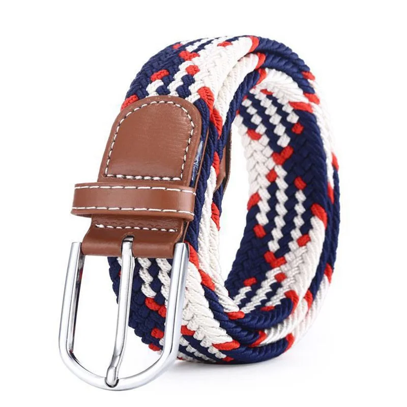 

60 Colors Men Women Casual Knitted Pin Buckle Belt Woven Canvas Elastic Expandable Braided Stretch Belts Plain Webbing Strap