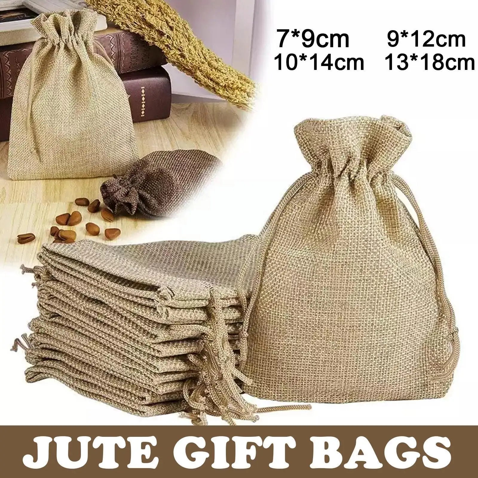 

10pcs Vintage Natural Burlap Hessia Gift Candy Bags Favor Drawstrings Pouch Supplies Wedding Birthday Jute Gift Bags Party W0e1