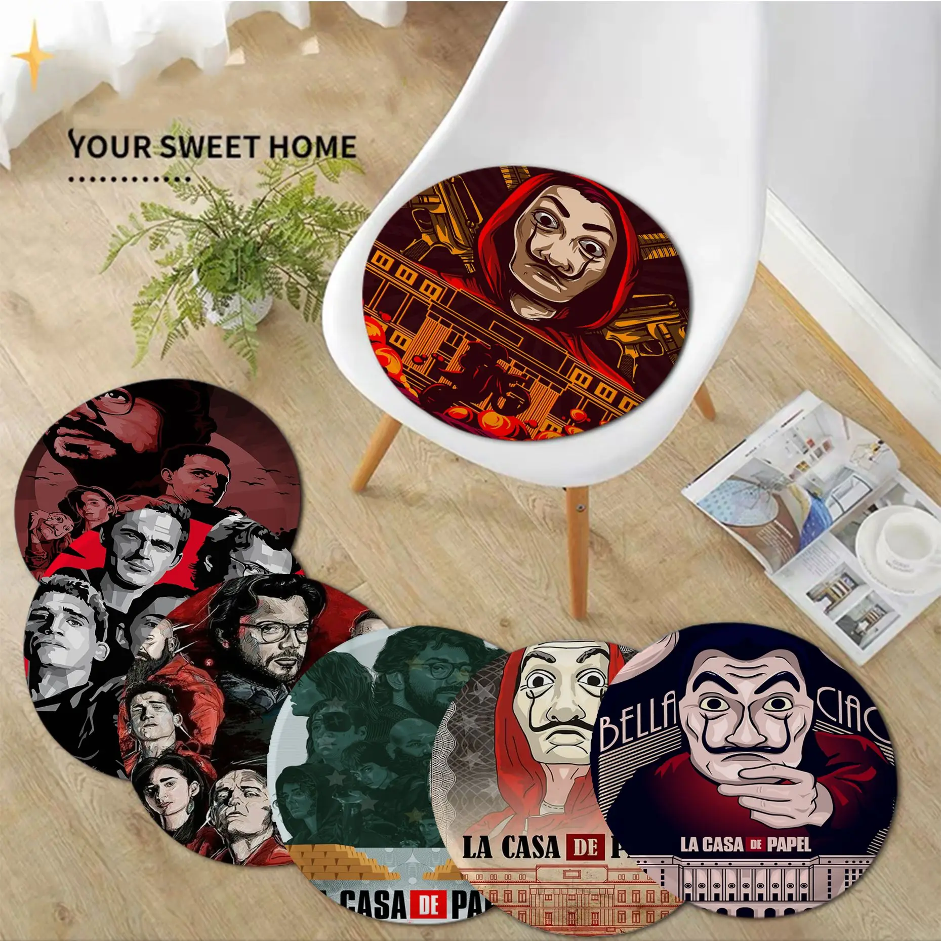 

La Casa De Papel European Seat Pad Household Cushion Soft Plush Chair Mat Winter Office Bar Stool Seat Mat