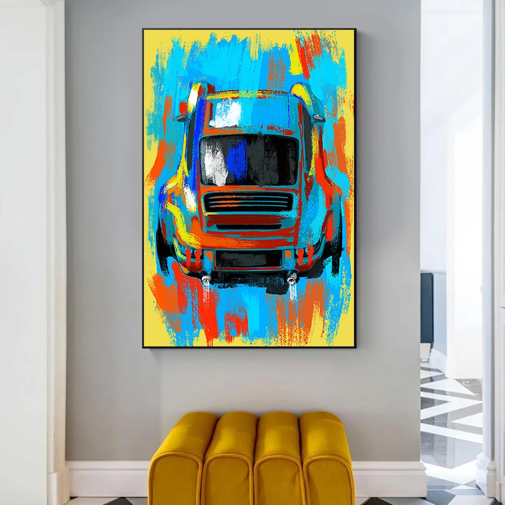 

Luxury Colorful 911 Racing Car Canvas Poster Prints Graffiti Supercar Art Oil Painting Fashion Wall Art Living Room Home Decor