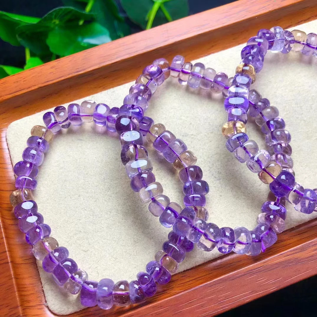 

Cross border hot selling jewelry gifts 4 * 8mm natural crystal natural ametrine faceted bucket bead single loop bracelet jewelry