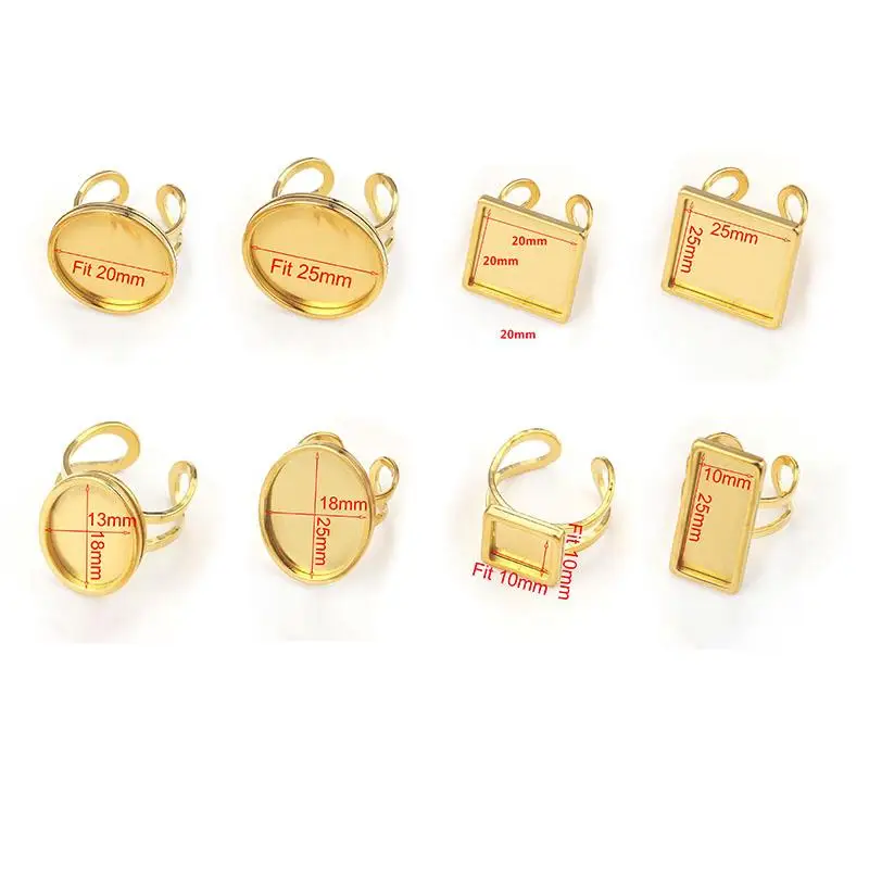 Модное Золотое Открытое кольцо из нержавеющей стали 2 шт./партия плоское пустое