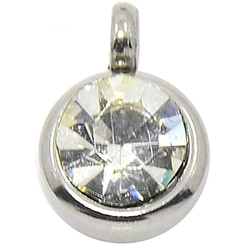 

50pcs Crystal Clear Stainless Steel Grade A Faceted Rhinestone Flat Round Charm Pendants for Necklace 6.5x9mm