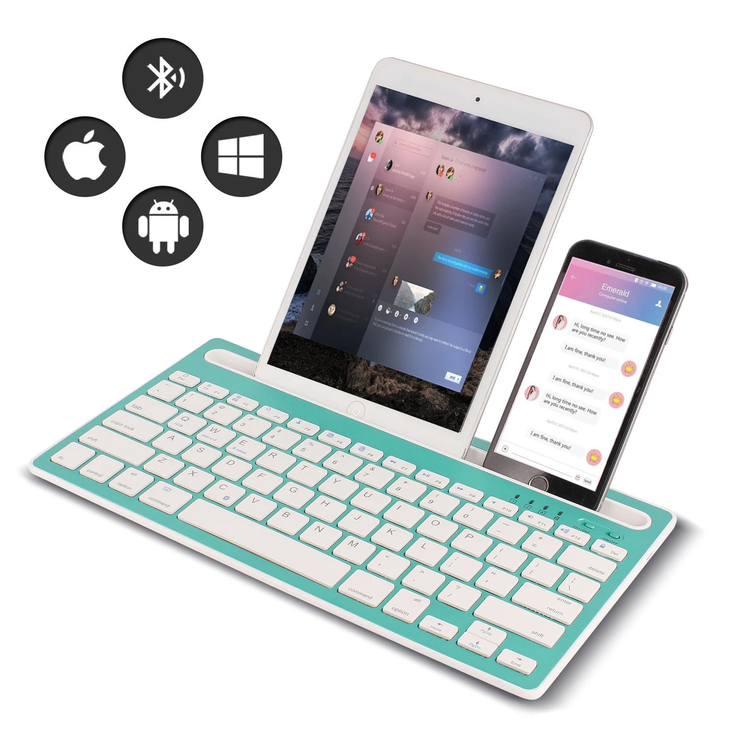 Bluetooth Wireless Keyboard Mute Smart Sleep Ergonomic Design For Mac Windows iPad Android Mobile Phone Desktop Computer PC