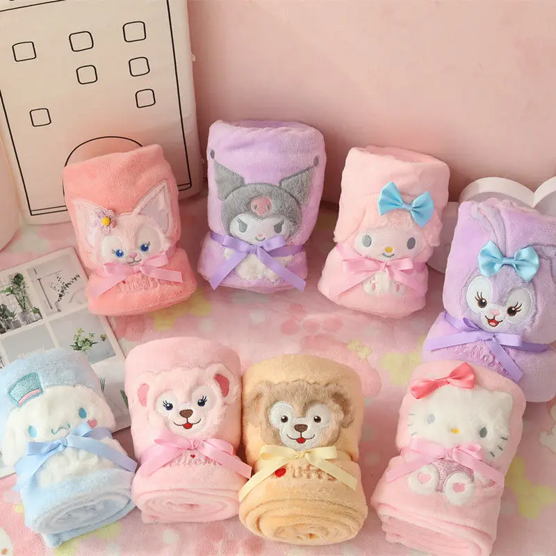 

Kawaii Anime Cinnamoroll My Melody Kuromi Cute Cartoon Plush Roll Blanket Coral Fleece Car Lunch Break Blanket Birthday Gift
