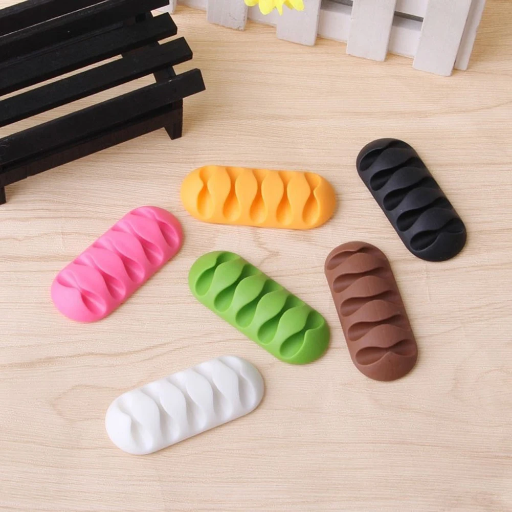 

Colorful New Arrival 1Pcs Cable Winder Earphone Cable Organizer Wire Storage Silicon Charger Holder Clips Cable Winder Dropship