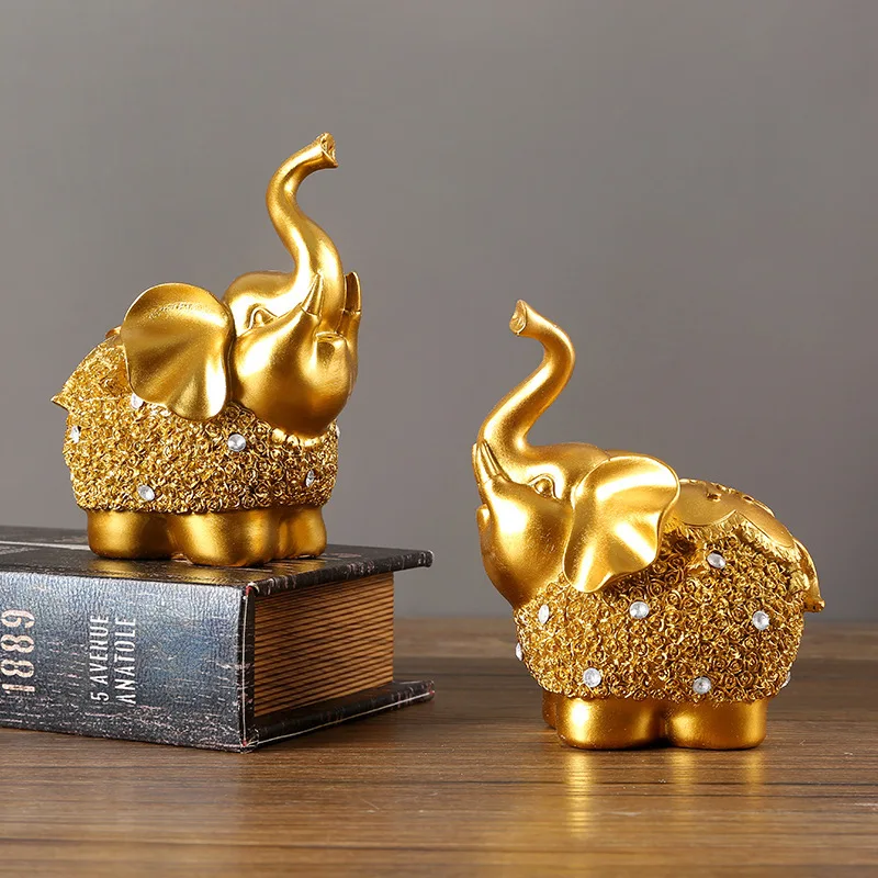 

Light Luxury Elephant Decoration Attracting Wealth Gold Elephant Resin Crafts New Wedding and Housewarming Gift Decoration