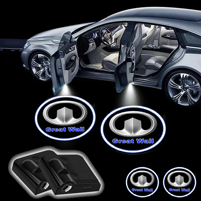 

2pcs Car Doors Wireless Projector Logo LED Welcome Lights for Great Wall Hover H3 H5 M4 Poer Pao Voleex C10 C30 Wingle 5 Florid