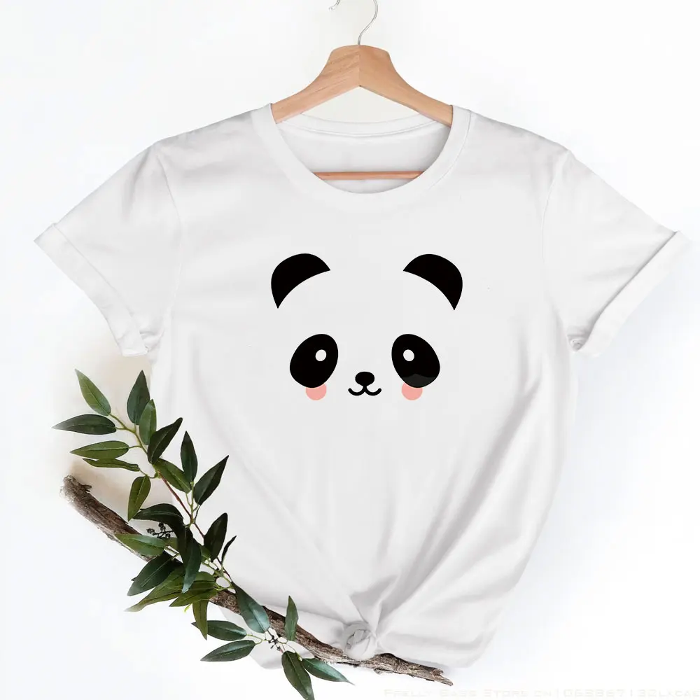 

Женская футболка с принтом панды, Повседневная футболка с коротким рукавом и круглым вырезом, одежда в стиле Харадзюку, новинка 2023