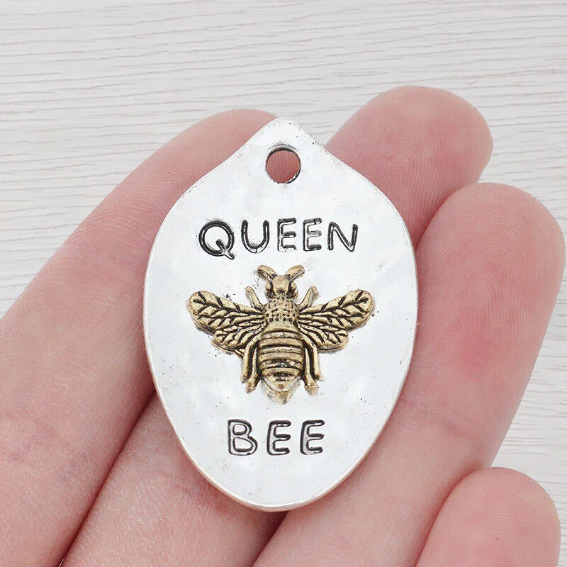 

6pcs Large Queen Bee Water Drop Charms Pendants for DIY Necklace Jewellery Making Findings Accessories 43x29mm