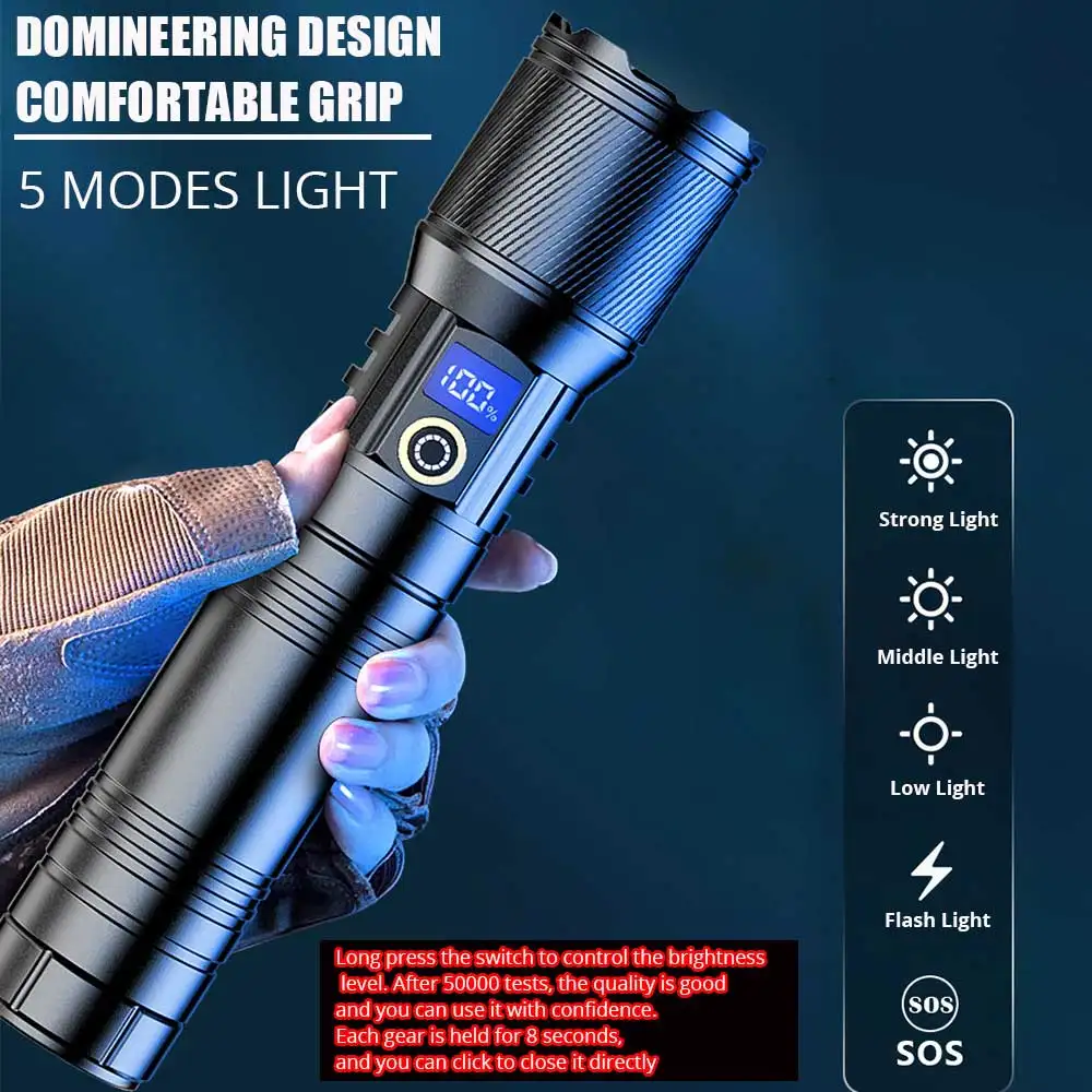 Лазерный ближний фонарик 10000 люмен