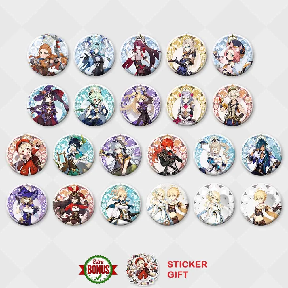 Genshin Impact Badge Eula Rosaria Venti Diluc Albedo Aloy Lisa Kaeya Klee Brooch Cosplay Badges Clothes Backpack Decora Gifts |