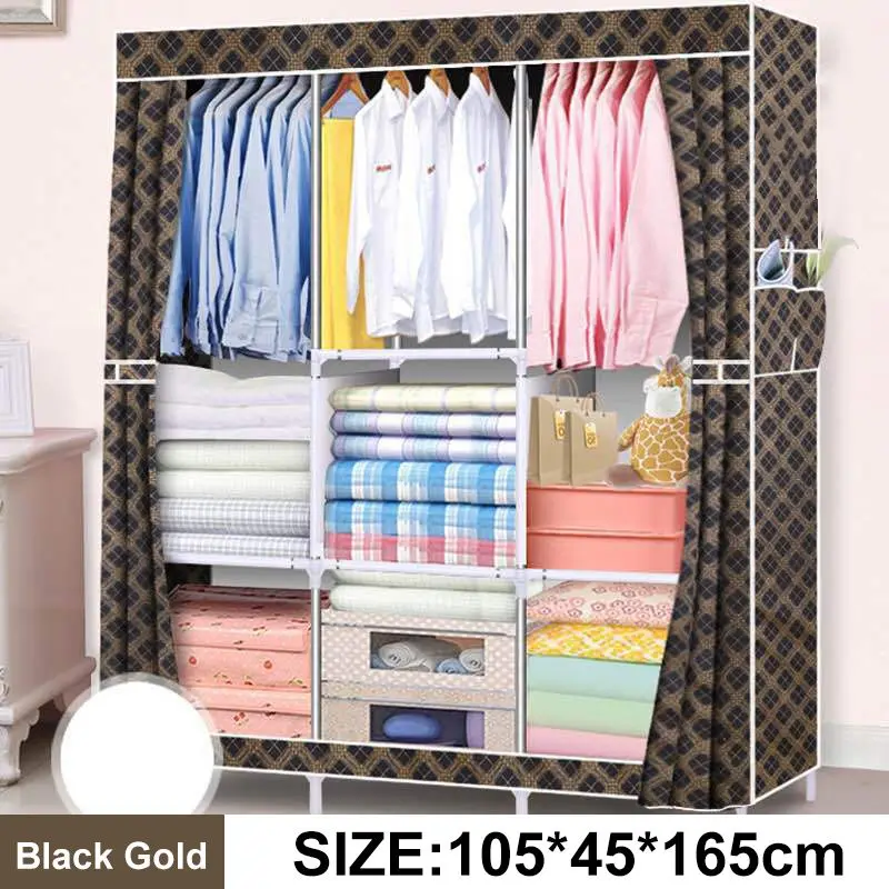 

105x45x165cm Wardrobes Clothes Closet Cabinet Non-woven Wardrobe Dustproof Folding Clothing Storage Cupboard Bedroom Furniture