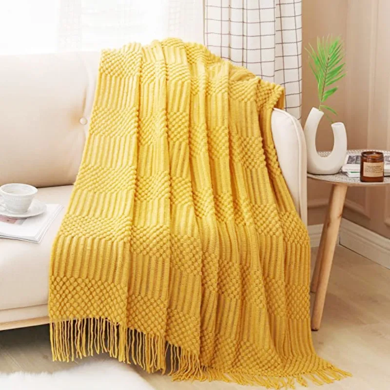 

Luxury Knitted Blanket Throw Frignes Soft Cozy All Sea Blanket For Bed Fleece Plaid Throws Knitted Throw Blanket Light Grey