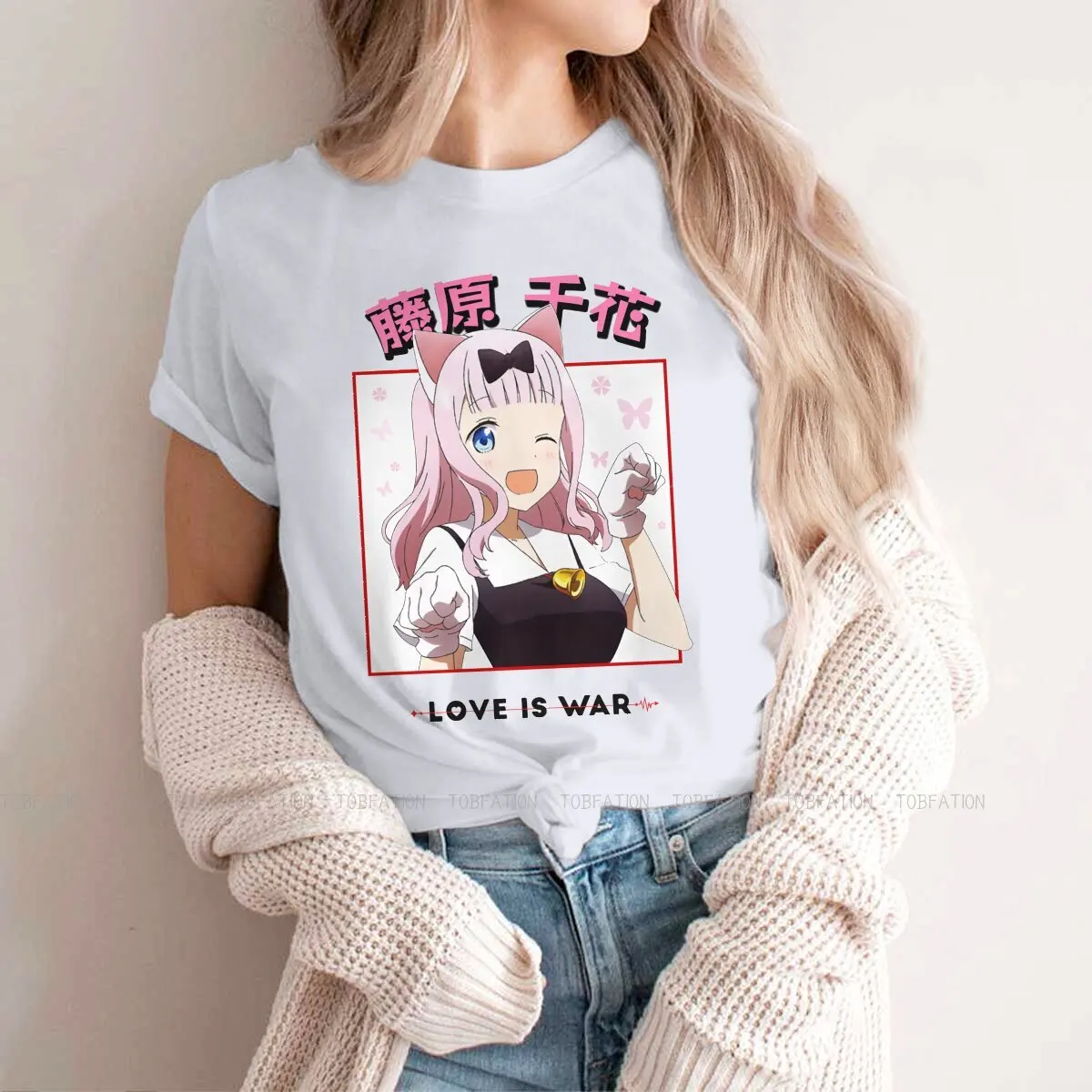 

Chika Fujiwara Wink Классическая футболка для девочек Kaguya Sama Love Is War манга футболки Модная женская футболка мягкий Графический большой размер