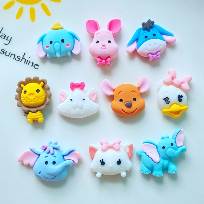 

10Pcs New Cute Mixed Cartoon Animal Series Resin Flat Back Cabochon Scrapbook Kawaii DIY Embellishments Accessories