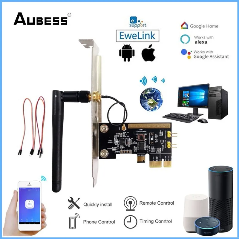 Aubess EWeLink WiFi беспроводной умный переключатель релейный модуль PCI-e карта