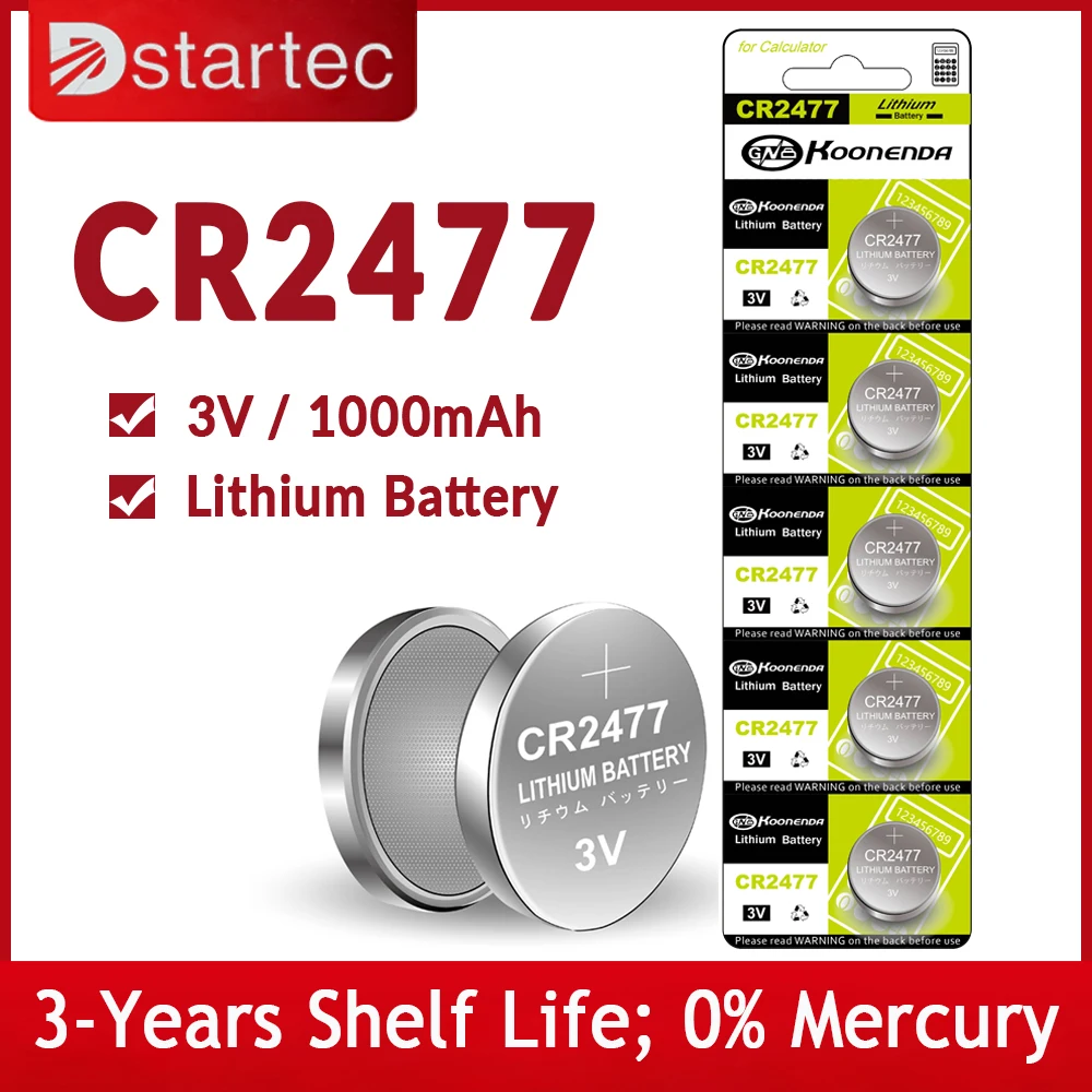 1000mAh CR2477 3V Button Lithium Battery for Calculator Flas