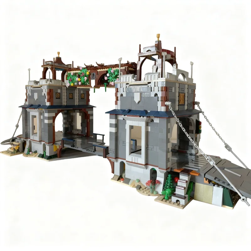 Фото 2086 деталей MOC Creator Creator 3-в-1 Модель моста с башнями, строительные блоки, рождественский подарок, архитектура, креативная идея на день рождения, 3D №1