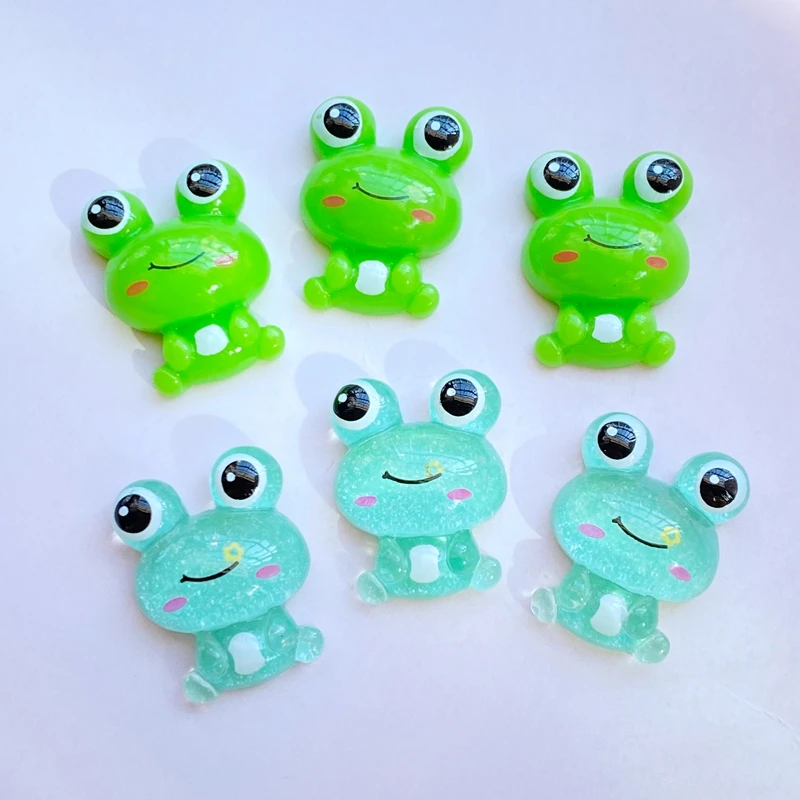 20Pcs New Cute Resin Mini Cartoon Frog Flat Back Cabochon Scrapbook Kawaii Mobile Phone, Nail DIY Embellishments Accessories
