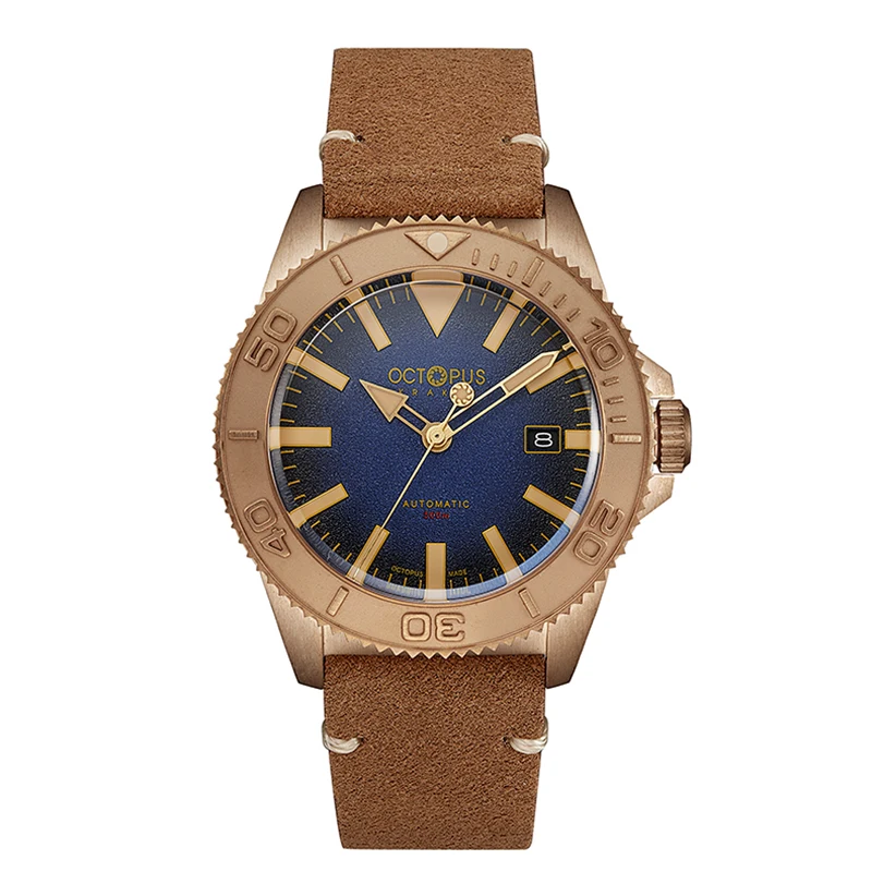 

Men Mechanical Bronze Watch Luxury Vintage Water Ghost NH35 Automatic C3 Luminous CuSn8 Leather Strap 500m Diver Octopus Watch
