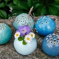 1pc flower vase resin perforated vase creative dried flower container mini flower stone table decor for living room d%c3%a9cor