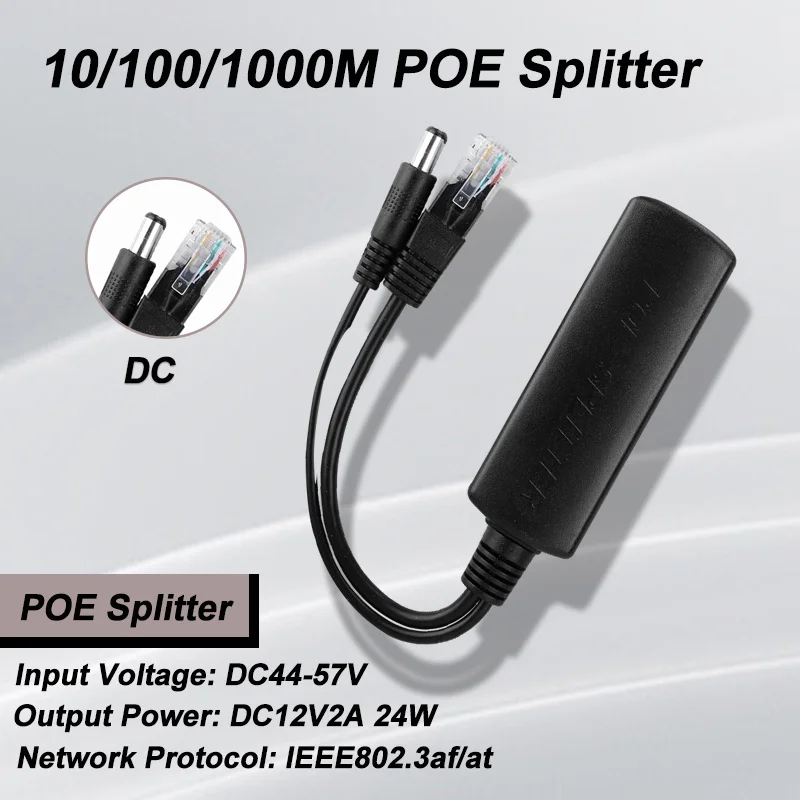 Gigabit PoE Splitter IEEE 802.3af 10/100/1000Mbps Power over Ethernet for IP Camera and Security Camera Install enlarge