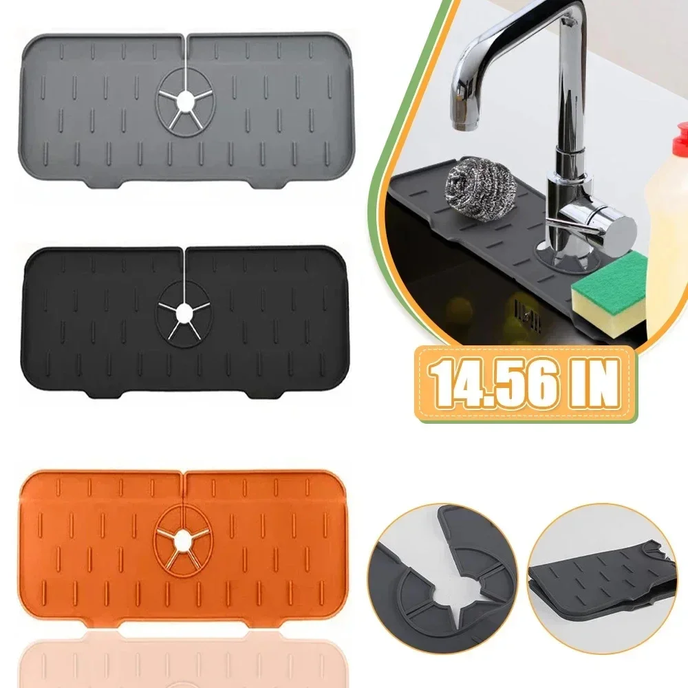 

Kitchen Faucet Absorbent Mat Sink Splash Guard Silicone Drainage Mat Drying Pad Kitchen Bathroom Countertop Protection Mat