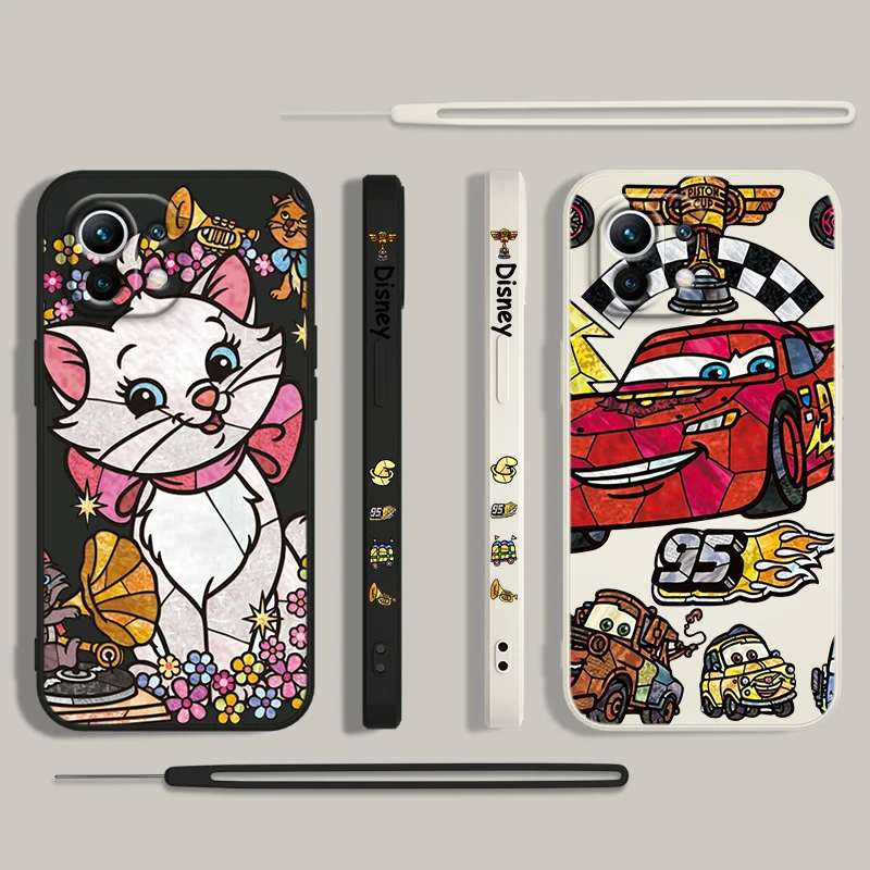 

Lightning McQueen Namber 95 For Xiaomi Mi 13 12S 12 12T 12X 11i 11T 11 10 10S Pro Lite Ultra Liquid Left Rope Phone Case