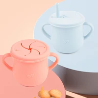 childrens snack cup water cup learning drink cup food grade silicone baby straw cup baby learning drink cup baby accessories